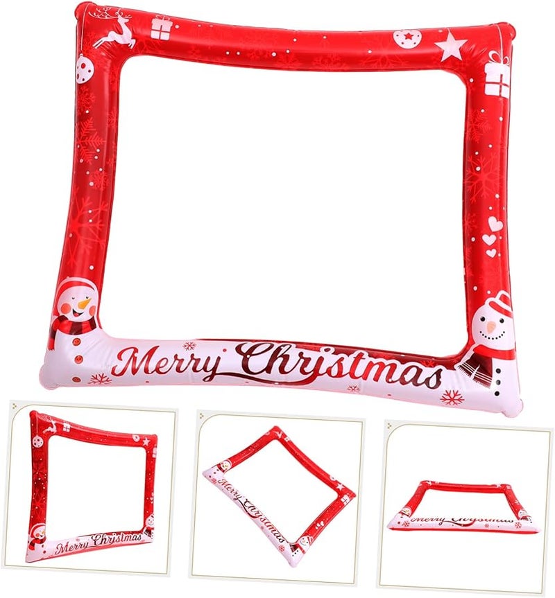 Christmas Inflatable Photo Frame Prop Red For Holiday Selfie Booth Party Decoration - Image 2